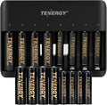 Tenergy TN477U 8-Bay Fast Charger for NiMH/NiCD AA AAA Rechargeable Batteries with 8pcs AA and 8pcs AAA Premium Pro Rechargeable Batteries