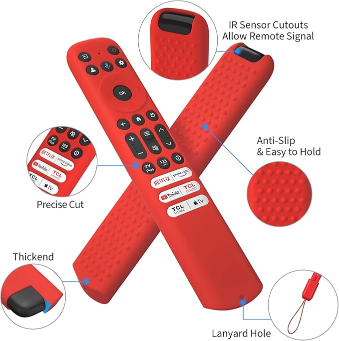 Hi Color Silicone Cover for TCL RC813 FMB1/RC923/RC902V Remote Protective Case Sleeve for TCL Smart TV Remote RC813 FMB1 Case Cover(red)