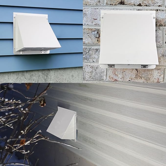 JYINCPED 10 Inch Hooded Wall Vent with Screen and Damper,Galvanized Steel Exterior Wall Exhaust Vent Cover Cap for Kitchen Range Hood Duct Ventilation Outside Air Exhaust Applications,White