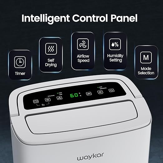 Waykar Max 80 Pint/D(Standard 62Pint/D) Energy Star Home Dehumidifier for Spaces up to 5,000 Sq. Ft in Basement Home and Large Rooms with Drain Hose, Handle, Auto Defrost and Self-Drying