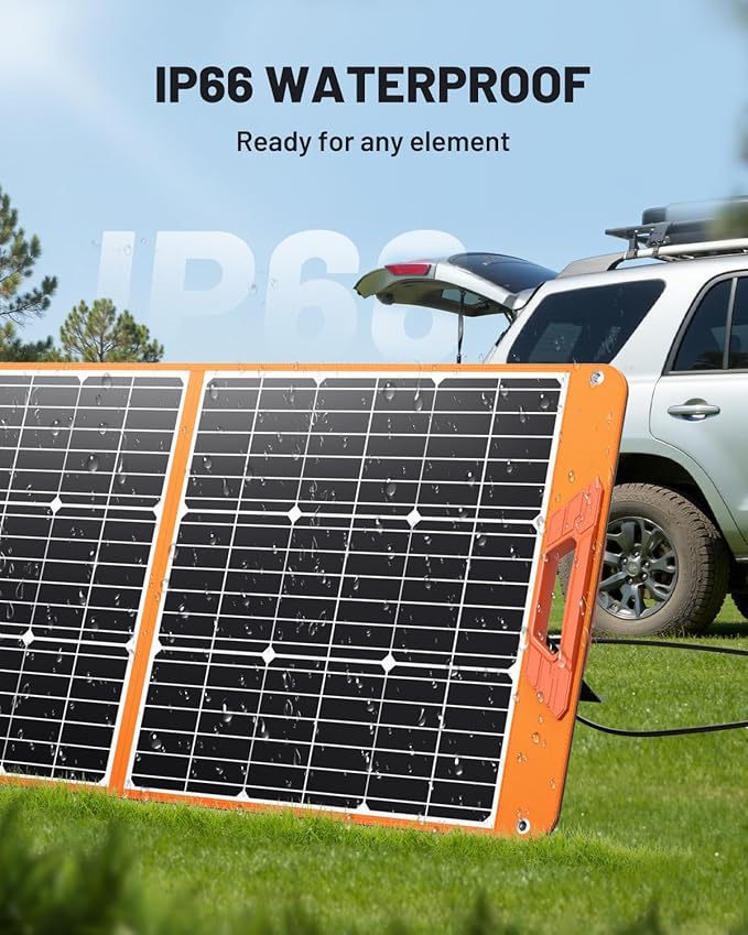 SOLUPUP 200 Watt Portable Solar Panel for Power Station, 24% High Efficiency Foldable Solar Charger with 4 Kickstands, IP66 Waterproof Solar Panels with MC4 & USB Outputs for Trip RV Camping Off Grid
