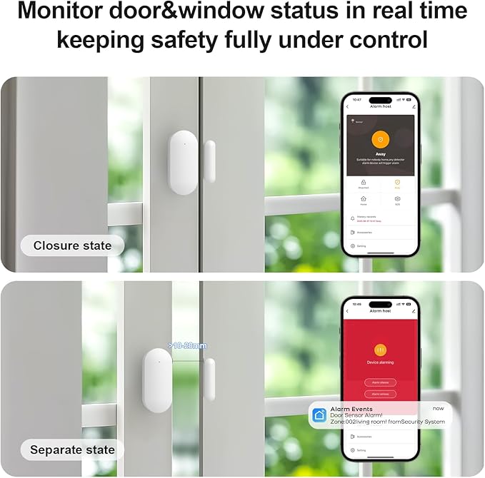 Alarm System for Home Security,10Pcs WiFi/4G Apartment Alarm System with Instant App Alerts,for Smart Life or Tuya,Auto Alarm Dial,Door/Window Sensors,Compatible with Alexa,NO Monthly Fees