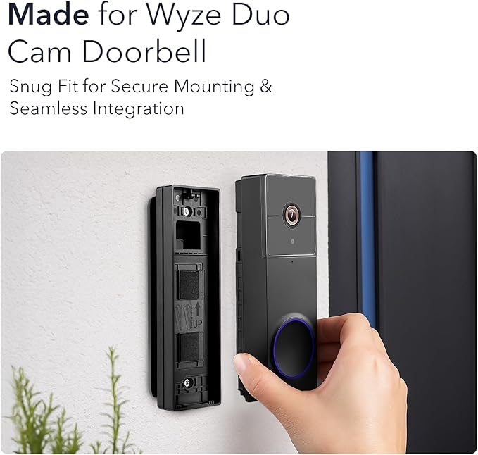 Wasserstein Horizontal Wedge Mount Compatible with Duo Cam Video Doorbell - Adjustable Angle for Better Viewing for Your Doorbell Camera - Optional No-Drill Installation (1 Pack, Black)