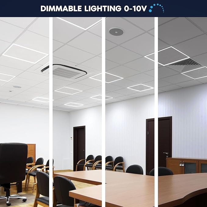 LED Energy Plus 2x2 FT Edge-Lit Frame LED Panel Lights,5CCT Selectable 3000K-6500K, 2600/3900/5200LM,20W/30W/40W Switch, Grid Drop Ceiling Lights,0-10V Dimmable,Damp Rated,100-277V,ETL Listed (4 Pack)