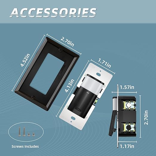 ECOELER Black Motion Sensor Light Switch, PIR Motion Detection Wall Switch with Adjustable Sensitivity, OCC/VAC Selectable, Neutral Wire Required, Single Pole Occupancy Sensor for Home Improvement