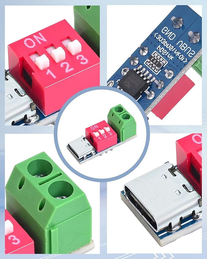 Seloky 12PCS USB-C PD/QC Fast Charge Trigger Module & Decoy Board - Dual-Port Voltage selector (5V/9V/12V/20V Output) Charger Power Delivery Boost Module