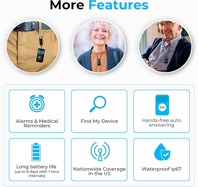 SecuLife New 2026 Fall Alert Device, Medical Alert Pendant with for Seniors, SOS Call, GPS Tracking & Reminders – Wearable Emergency Necklace for Elderly, Waterproof, 2-Way Calling, Panic Button