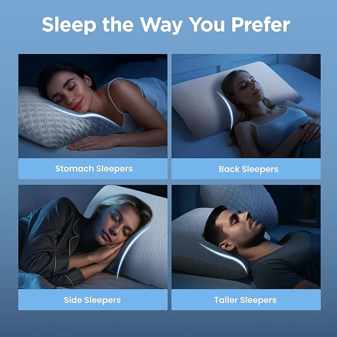 Sophia & William Cooling Bed Pillow for Sleeping (King Size Set of 2) Adjustable Shredded Memory Foam Pillow for Side, Back and Stomach Sleepeers