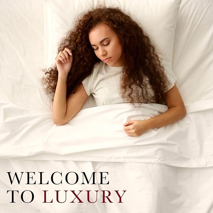 Red Land Cotton Luxury Sheet Set | 100% American Grown Cotton Basics | Premium Hotel Ultra-Soft Lightweight 4 Piece USA Made Deep Fitted Flat Sheet & Pillowcases Percale Weave (Split King/Natural)