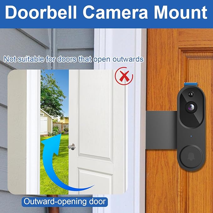 Anti-Theft Doorbell Mount No Drill Compatible with Orbitell Video Doorbell, Adjustable Mounting Bracket Holder Accessories for Apartment Rentals, Enhanced Protection Doorbell Mount Bracket