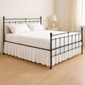 KRISHNA Ruffled Bed Skirt with Split Corners Full, 100% Microfiber Hotel Quality, 18 Inch Drop Dust Ruffle Gathered Bedskirt with Platform, 54" x 75", Ivory Stripe