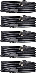 Amazon Basics PC Power Cord, 10 feet, 5-Pack, AC Power Cord for Monitor, Computer, TV, 3 Prong, 18 AWG, 125 Volts, Black