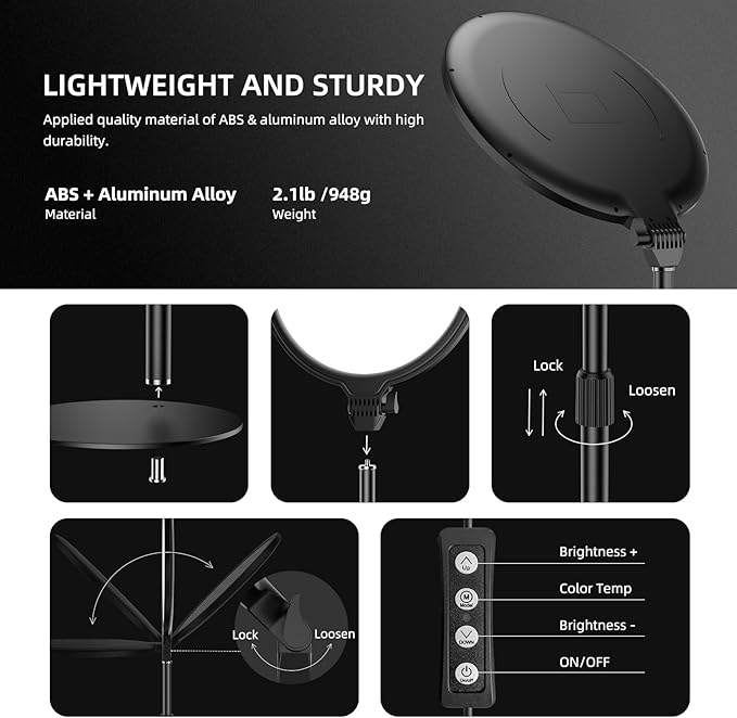 Anautin 10.5in LED Desk Ring Light, Video Conference Lighting for Zoom Meeting/Video Calls, Live Stream, Home Office, Computer Lighting for Webcam, Online Classes, Professional Streaming
