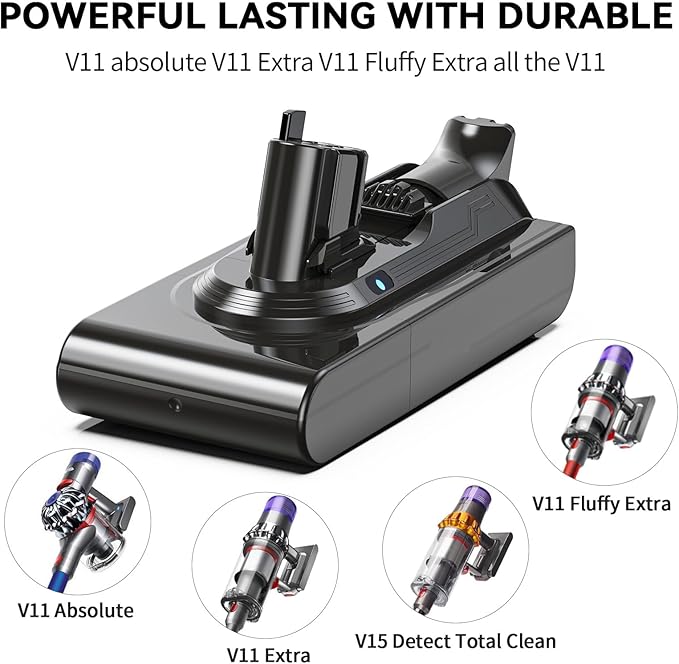 Morpilot 25.2V 7000mAh Upgrade Replacement Battery for V11, Compatible with V11 V15 SV15 SV16 SV22 970425-01 Vacuum Cleaner, Includes 2 Filters(Only Available for Click-in Style)