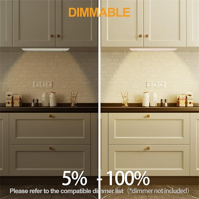 Ansen 2Packs of Under Cabinet Lighting Hardwired, 12in 10W 666LM Dimmable Led Light for Kitchen/Closet, CRI 92+, R9 90+, 3 Color Temperature, 3000K/4000K/5000K(Warm White, Cool White, Daylight)