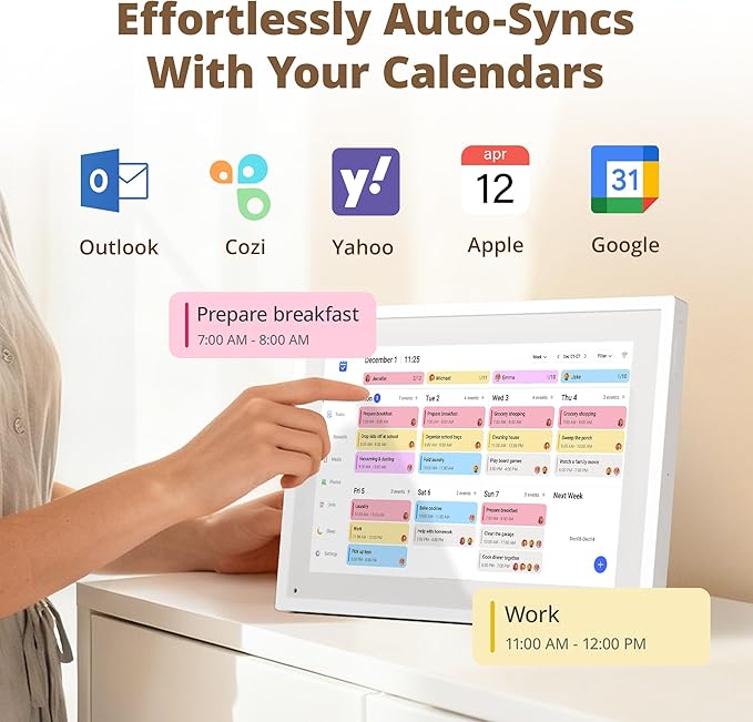 Digital Calendar Touch Screen 10 Inch, Electronic Calendar Chore Chart for Family Monthly/Weekly/Daily Planner, Smart Calendar for Home Organization, Desk Mount and APP Control