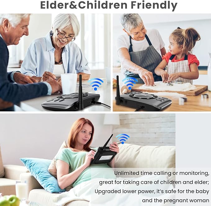 Hands-Free Intercoms Wireless for Home Business, Wuloo Upgrade Two Way Audio Intercom System for Elderly, Full Duplex Room to Room Intercom with 5280 ft Range Clear Sound Anti-Interference, 1-Pack