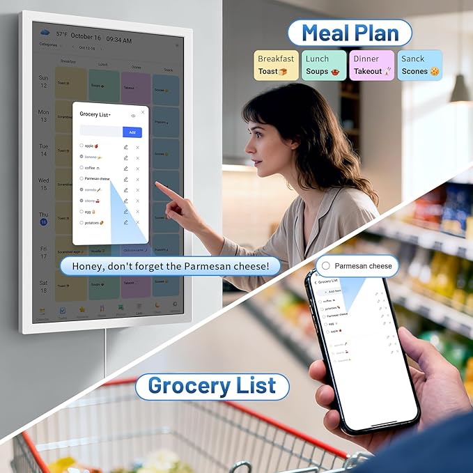 32 Inch Digital Calendar, Electronic Chore Chart, Smart Weekly and Monthly Planner 1920 * 1080P IPS Touchscreen Wall Calendar Rewards for Family Schedules, Meal Planning Gift
