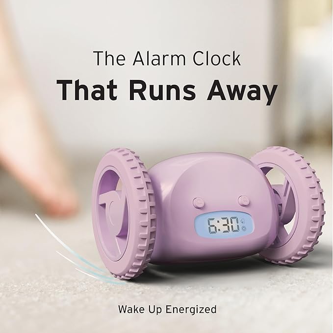 CLOCKY Extra Loud Alarm Clock for Heavy Sleepers on Wheels Rolls Runs Away Vibrating, Easy to Set Super Smart Snooze Digital Bed Shaker Alarm Clock Funny Gift for Adults Kids Teens Bedrooms (Wine)