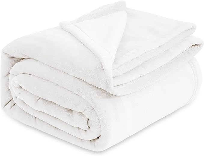 Bedsure GentleSoft Fleece Blanket California King White - Lightweight Plush Fuzzy Cozy Soft Bed Blankets, 102x96 inches