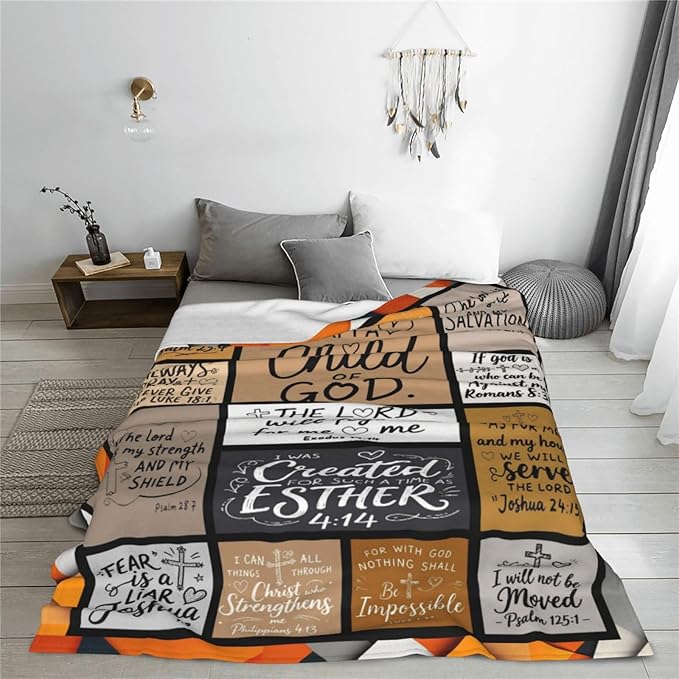 Christian Gift for Women, Bible Inspirational Throw Blanket for Couch, Soft Flannel Blanket, 30"x 40" Prayers Blankets for Bedroom Sofa Living Christmas Halloween Decoration