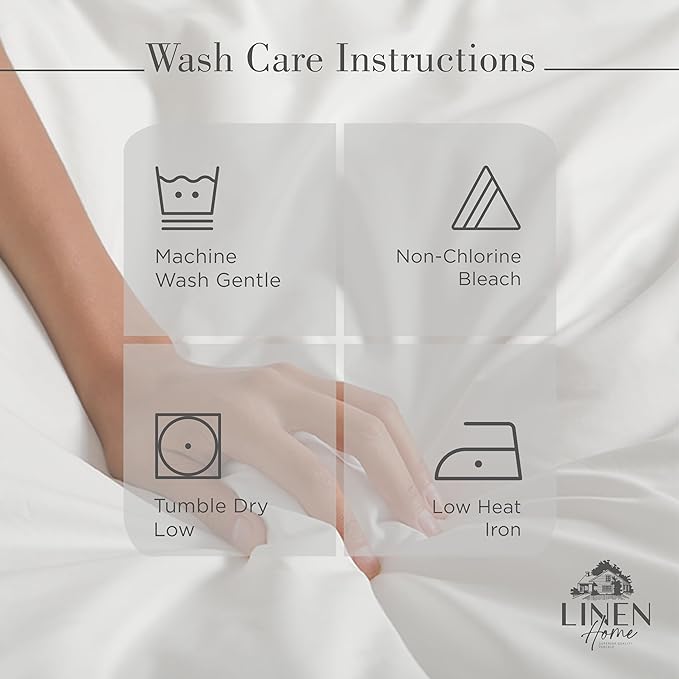 Linen Home 100% Cotton Percale Sheets Full Size, Silver, Deep Pocket, 4 Pieces Set - 1 Flat, 1 Deep Pocket Fitted Sheet and 2 Pillowcases, Crisp Cool and Strong Bed Linen