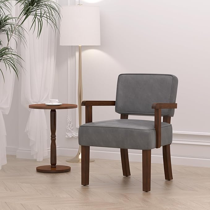 PU Leather Accent Chair, Oversized Living Room Chairs with Soft Seat and Armrests, Armchair for Bedroom, Dinning, Reading, Waiting Rooms