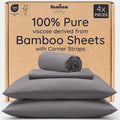 Bambaw 100% Viscose Derived from Bamboo Sheets California King Size Set – 4pcs Cooling Sheets For Night Sweats, Extra Soft Sheet Set, Deep Pocket Fits Up to 16'' With Elastic Corner Straps (Dark Gray)