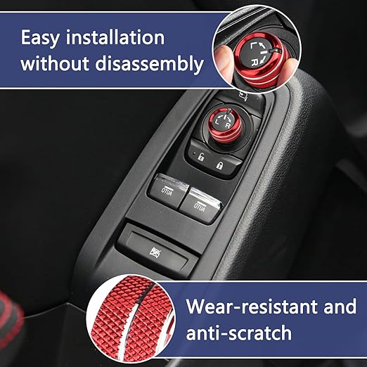 Auovo Rearview Mirrors Knob Ring Compatible with Subaru BRZ for Toyota GR86 2022-2024 2025 2026 Interior Accessories Mirror Control Switch Button Ring (Rearview Mirrors Knob Cover-1 Piece, Red)