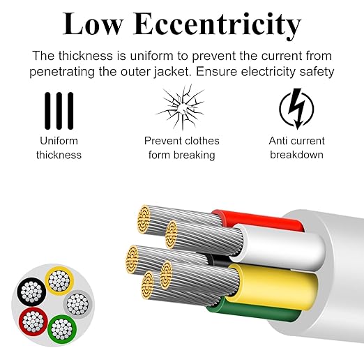 16 Gauge 5 Conductor Electrical Wire, 100FT Low Voltage 16/5 Tinned Copper Stranded 5 Wire Cable, 16 AWG White Flexible Extension Power Cord for Sprinkler, Thermostat, Speaker, Irrigation, Automotive