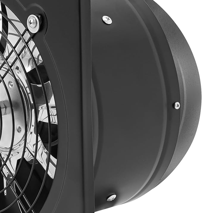 XUFOPLY 9.84 Inch Exhaust Fan, 110V 100W Wall Mounted Vent Fans 2600RPM Kitchen Bathroom Windows Fan Metal Extractor Fan for Attic, Garage, Window Ventilation (Black, 9.84 Inch)