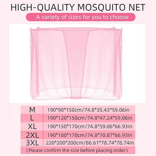 4 Corners Mosquito Net for Mosquiteros para Camas Bed Canopies Netting Bed Drapes Rectangular Mosquito Mesh for Camping Home Outdoor Travel(Pink,L75 X W59 X H67 Inch,1 Opening)