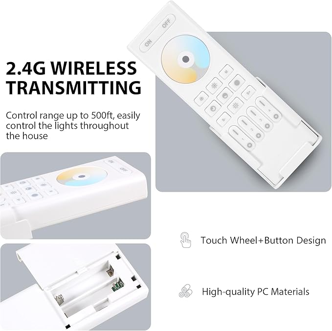 XXK 4-Zone 2.4G Wireless RF Remote Control, 99ft 360 Control, 4 Channel Group Control for Home CCT LED Strip Lights