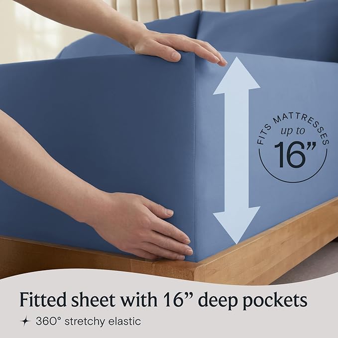 LuxClub 4 PC California King Sheet Set, Deep Pockets Wrinkle Free Cooling Bed Sheets Hotel Bedding for Women, Men, Includes 1 Fitted Sheet, 1 Flat Sheet and 2 Pillowcases-Oxford