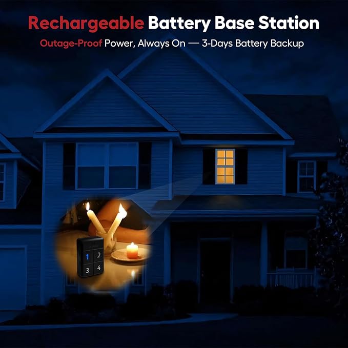 eMACROS Pro 4 Solar Driveway Alarm with App, 1/2 Mile Wireless Range, Motion‑Triggered Alerts for Long Driveways, Works with Existing Home Cameras, Rechargeable Base Station (1 Base & 2 Sensors)