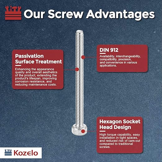 Kozelo 40pcs Socket Head Cap Screws - [M2-0.4 x 25mm] 304 Stainless Steel Allen Socket Drive for Electrical Motor 3D Printing Fan Engine Replacement Use, Silver