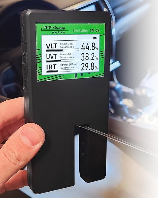 Digital Car Window Tint Meter TM-28 – Side Window Tint Tester for Light Transmission, UV/IR Rejection, Auto Calibration, Display Rotation