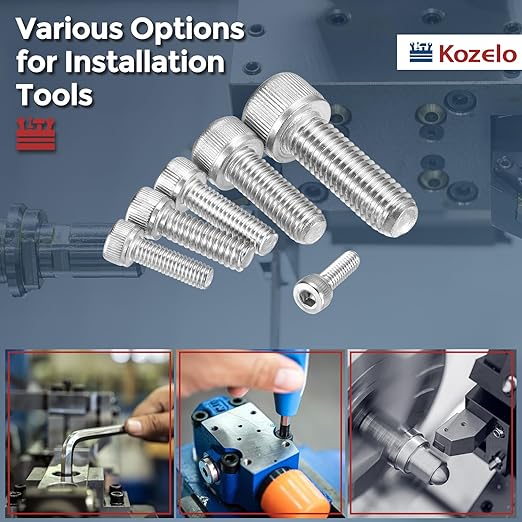 Kozelo 5pcs Socket Head Cap Screws - [M8-1.25 x 40mm] 304 Stainless Steel Allen Socket Drive for Electrical Motor 3D Printing Fan Engine Replacement Use, Silver