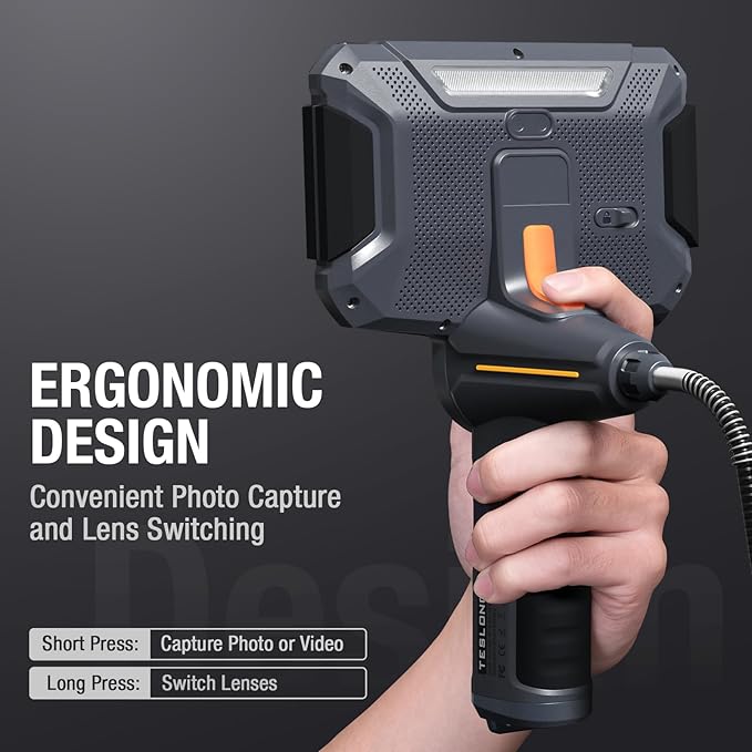 360 Articulating Borescope with 6” Monitor, Teslong Mechanics Inspection Camera with 4-Way Joystick Articulation, HD Steerable Endoscope Camera with Light, See in Wall Engine Hole Camera(0.24inch-5FT)