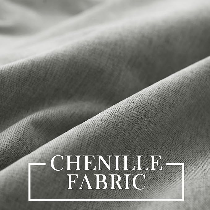 Macochico 100% Blackout Chenille Curtains for Sliding Door Thermal Insulated Noise Reducing Drapery for Living Room Bedroom Hotel, Grommet Curtains with Tieback, Rock Grey, 120" Wx96 L 1 Panel