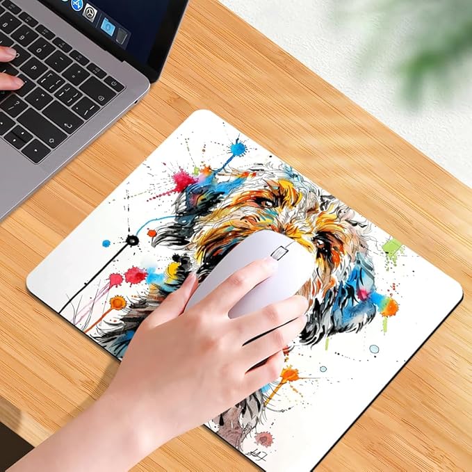 A Dog with Messy Drawings Square Mouse pad, Texture, Waterproof, Anti Slip Rubber Base, Computer Mouse pad, Laptop Mouse pad