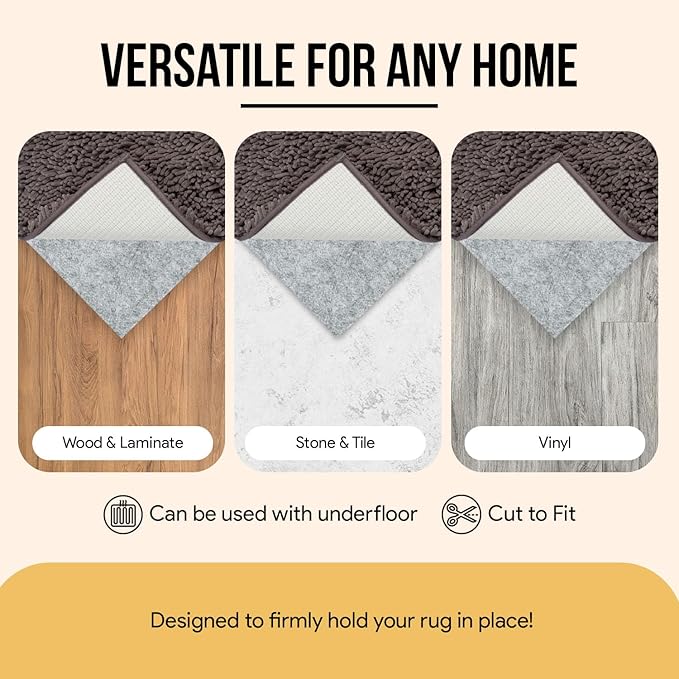 Non Slip Rug Pad 2x4 Feet, 4/25" Thick Felt Cushioned Rubber Rug Gripper Pad for Hardwood, Laminate, Stone, Tile, Wood, Vinyl Floors & Carpet, Anti Skid Under Area Rug Pads