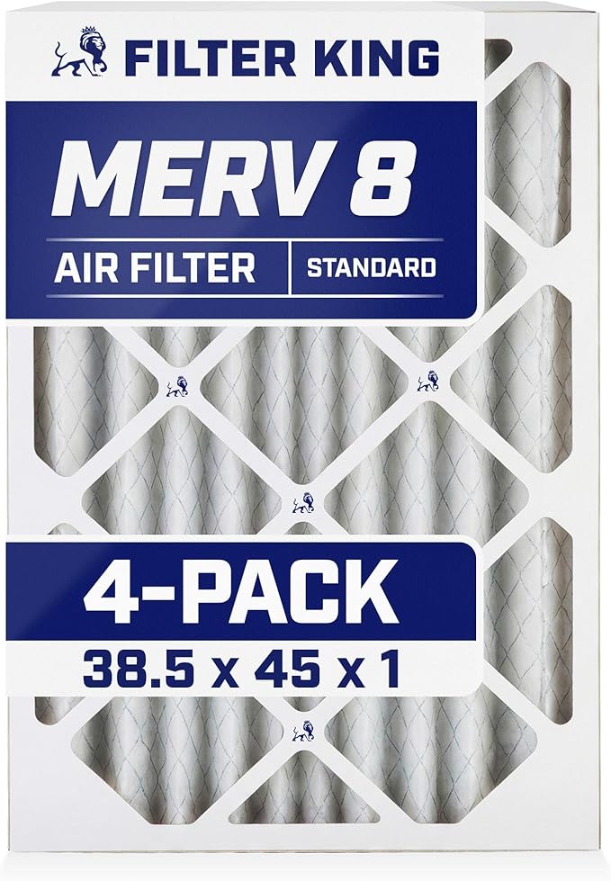 Filter King 38.5x45x1 Air Filter | 4-PACK | MERV 8 HVAC Pleated A/C Furnace Filters | MADE IN USA | Actual Size: 38.5 x 45 x .75"