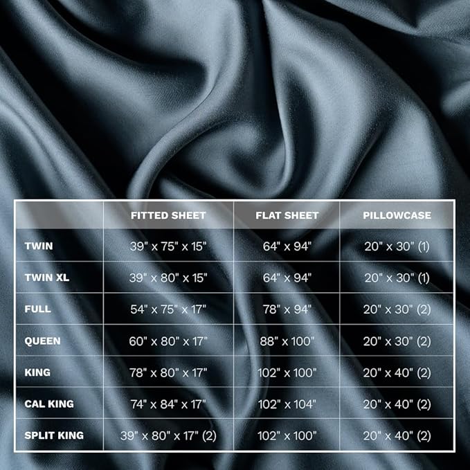 LUXOME Luxury Sheet Set | 100% Rayon (Viscose) from Bamboo | Twin Size - Ocean | Deep Pockets | 3-Piece Set (Fitted, Flat, Pillowcase)