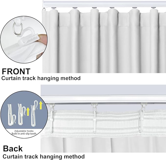 Room Divider Blackout Curtain Track Curtains Wall Dividers Panels Screen for Living Rooms Bedroom Office Privacy Partition Separation, W180 × L108 Inch,1 Panel, White
