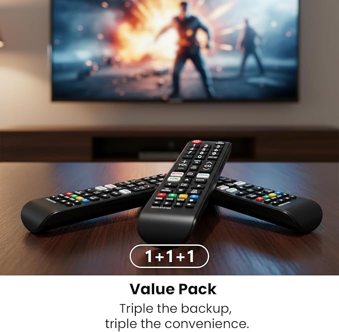 (Pack of 3) Replacement for Samsung TV Remote Control, Universal Compatible with All Samsung LCD LED HDTV 3D Smart TVs