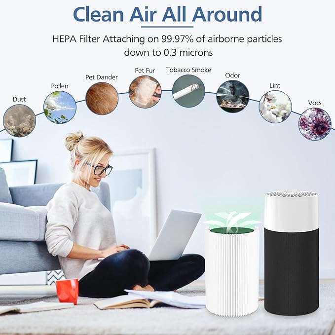 Blue Pure 411 Replacement Filters Compatible with Blueair Blue Pure 411 Genuine, 411+, 411 Auto and MINI Air Purifier, Include 2 Particle and 2 Activated Carbon