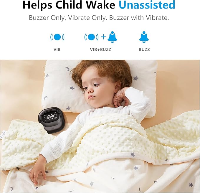 Mesqool Vibrating Alarm Clock for Heavy Sleepers, Battery Operated Rechargeable Bed Shaker Under Pillow, Weekday/Weekend Dual Alarms, Wireless, Cordless, Travel Digital Clock for Hearing-impaired
