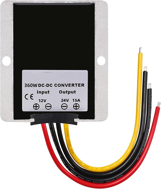MGGi DC 12V-24V 15A 360W Voltage Booster, DC Boost Converter, Regulator Power Supply, Waterproof for Vehicle, Boat, Electric Bike