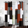 Burnt Orange 100% Blackout Curtains for Bedroom 63 inch Length 2 Panels Set Grey Modern Abstract Geometric Fall Black Out Curtains Insulated Room Darkening Window Drapes for Living Room, 42Wx63L